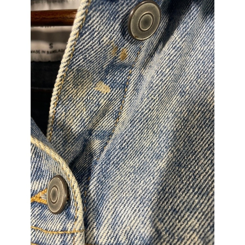 Custom Hand Painted Denim Jacket Women's Small Distressed Blue Wearable Art - Picture 7 of 16